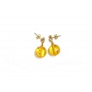 Amber Button Drop Earrings